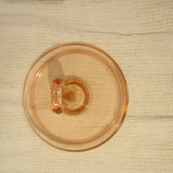 VTG PINK DEPRESSION GLASS TIDBIT TRAY WITH HEART HANDLE - Picture 2 of 5